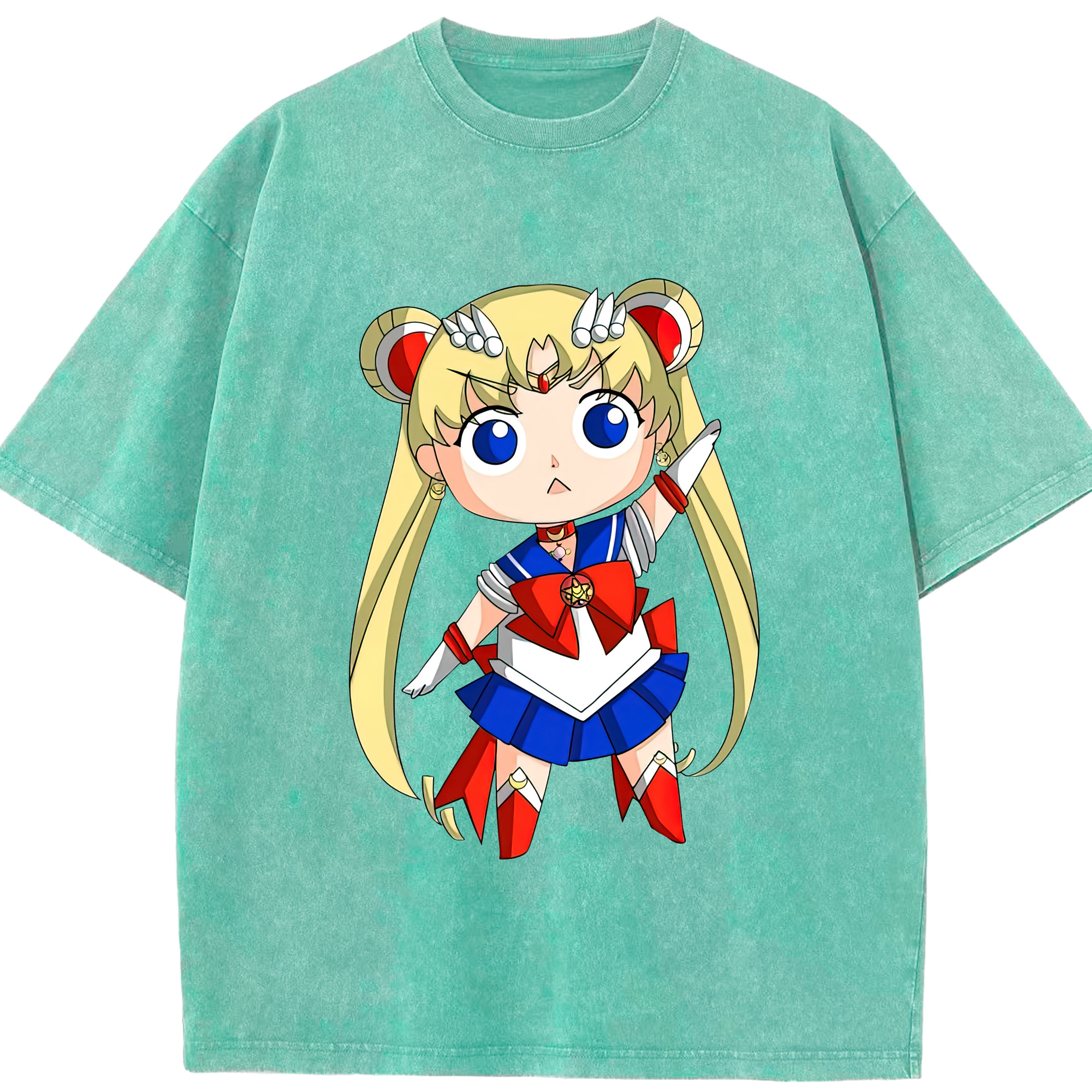 （画像用） 美少女戦士セーラームーン 月野 うさぎ つきの うさぎ Sailor Moon Tsukino Usagi 綿100% ヴィンテージ風 半袖Tシャツ（フロントプリント）
